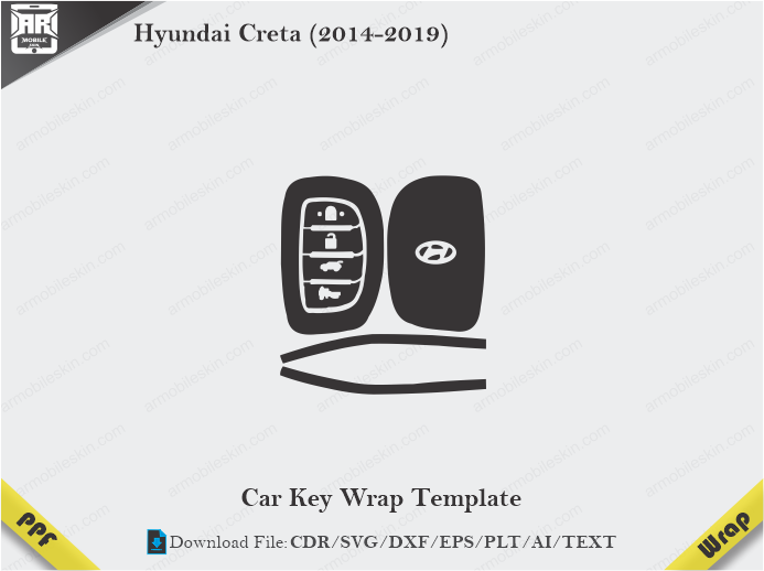 Hyundai Creta (2014-2019) Car Key Wrap Template Vector