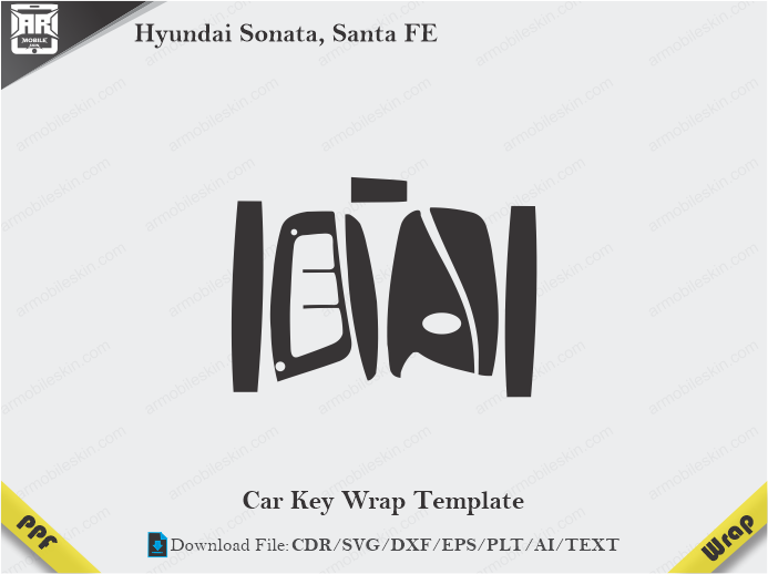 Hyundai Sonata, Santa FE Car Key Wrap Template Vector