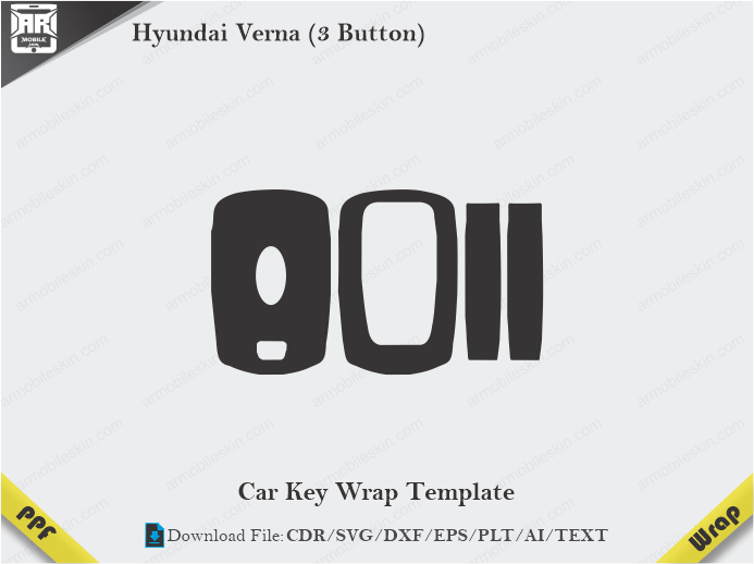 Hyundai Verna (3 Button) Car Key Wrap Template Vector