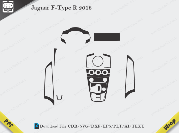 Jaguar F-Type R 2018 Car Interior PPF or Wrap Template