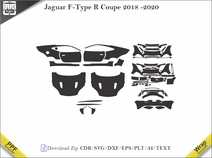 Jaguar F-Type R Coupe 2018 -2020 Car PPF Template