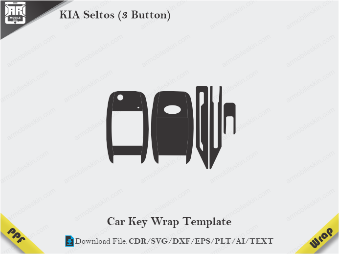 KIA Seltos (3 Button) Car Key Wrap Template Vector