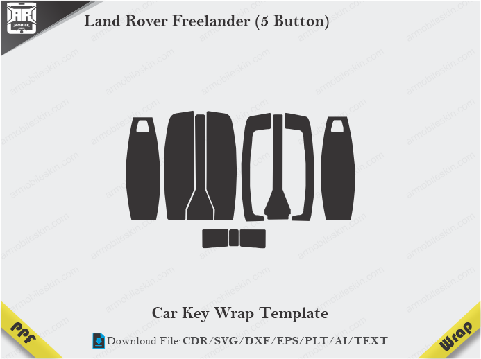 Land Rover Freelander (5 Button) Car Key Wrap Template Vector