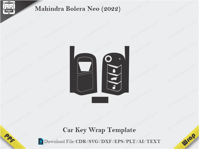 Mahindra Bolera Neo (2022) Car Key Wrap Template Vector
