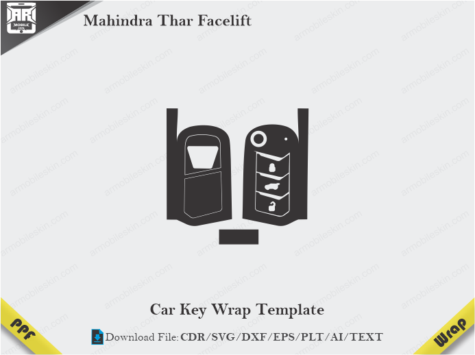 Mahindra Thar Facelift Car Key Wrap Template Vector