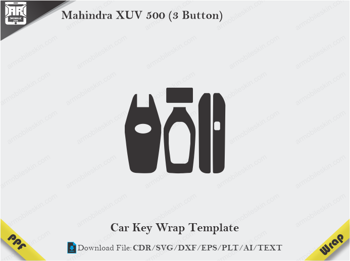 Mahindra XUV 500 (3 Button) Car Key Wrap Template Vector