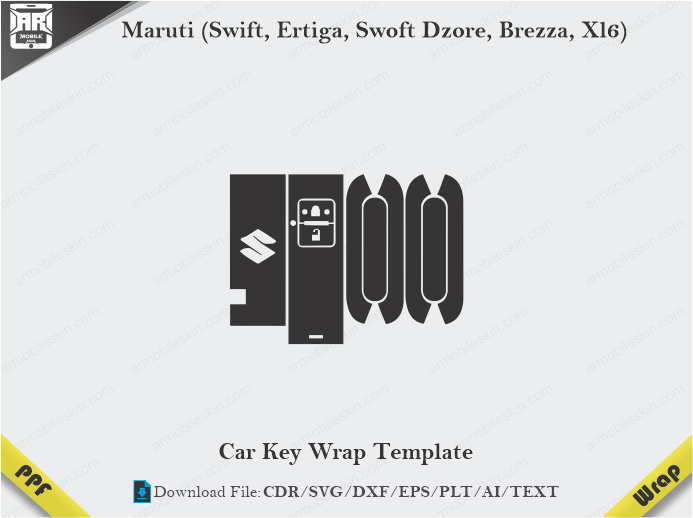 Maruti (Swift, Ertiga, Swoft Dzore, Brezza, Xl6) Car Key Wrap Template Vector