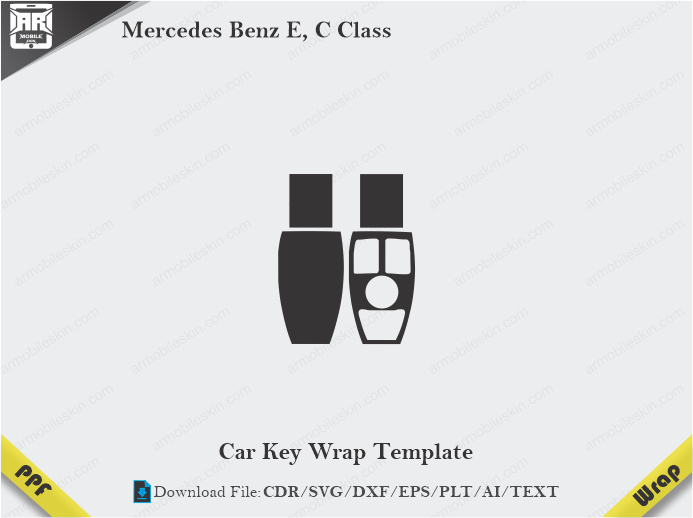 Mercedes Benz E, C Class Car Key Wrap Template Vector