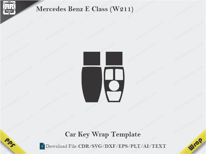 Mercedes Benz E Class (W211) Car Key Wrap Template Vector