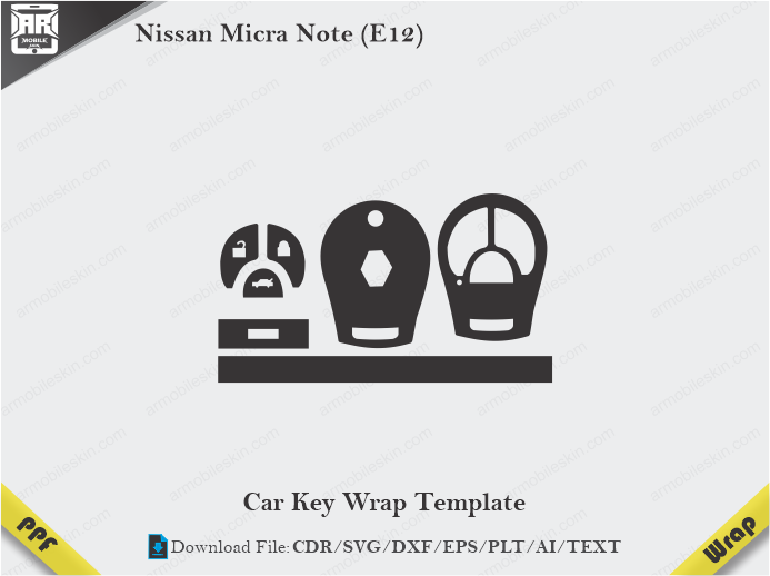 Nissan Micra Note (E12) Class Car Key Wrap Template Vector