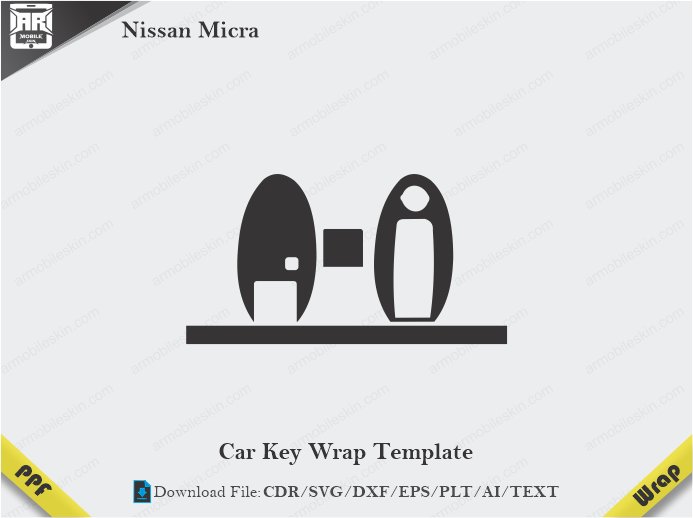 Nissan Micra Car Key Wrap Template Vector