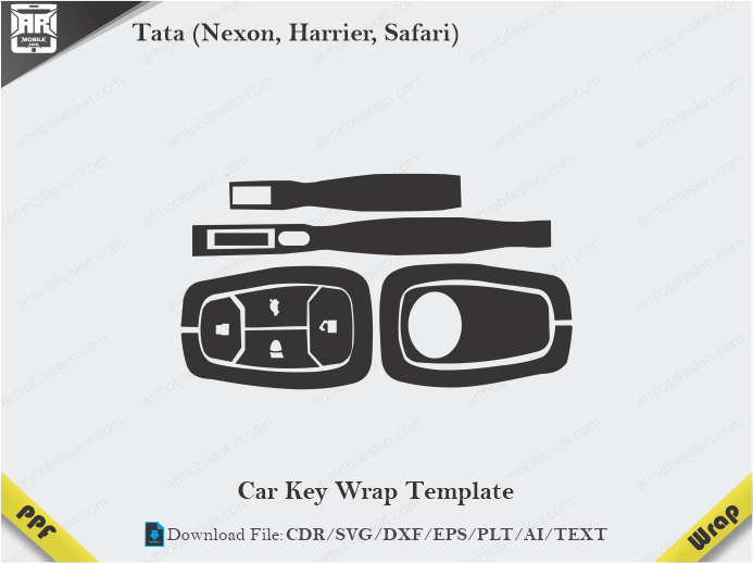 Tata (Nexon, Harrier, Safari) Car Key Wrap Template Vector