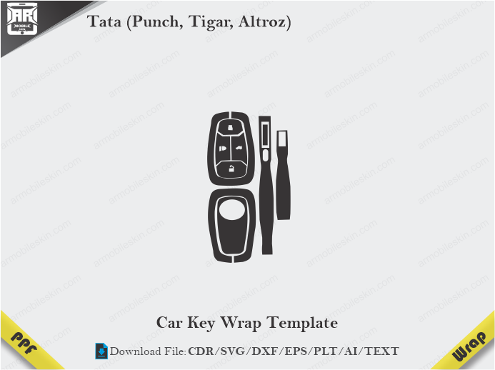 Tata (Punch, Tigar, Altroz) Car Key Wrap Template Vector