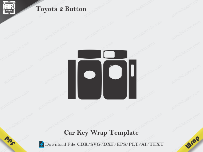 Toyota 2 Button Car Key Wrap Template Vector