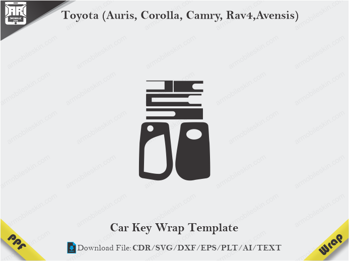 Toyota (Auris, Corolla, Camry, Rav4,Avensis) Car Key Wrap Template Vector