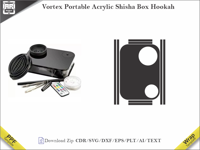 Vortex Portable Acrylic Shisha Box Hookah Skin Template Vector