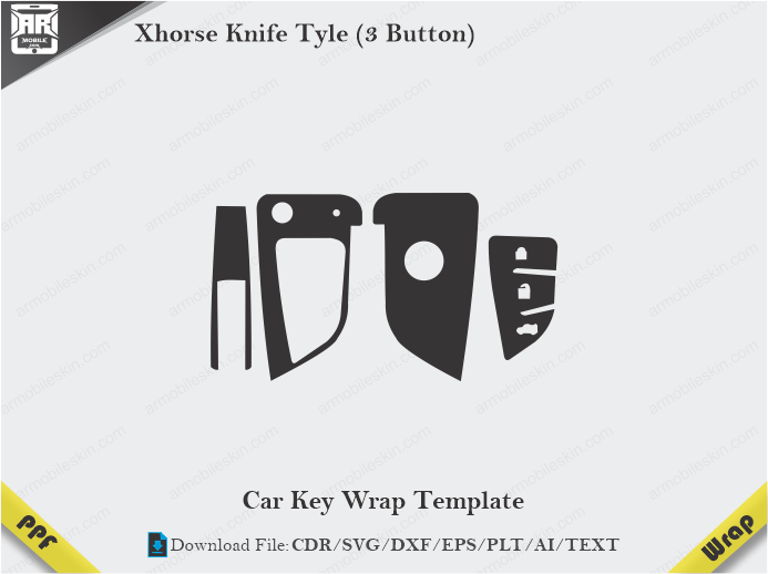Xhorse Knife Tyle (3 Button) Car Key Wrap Template Vector