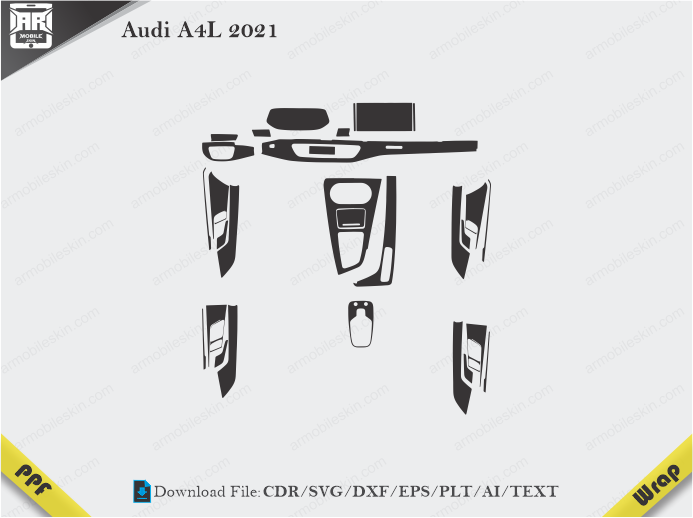Audi A4L 2021 Car Interior PPF or Wrap Template