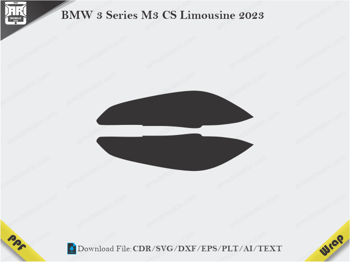 BMW 3 Series M3 CS Limousine 2023 Car Headlight Cutting Template