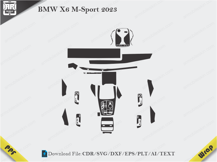 BMW X6 M-Sport 2023 Car Interior PPF or Wrap Template