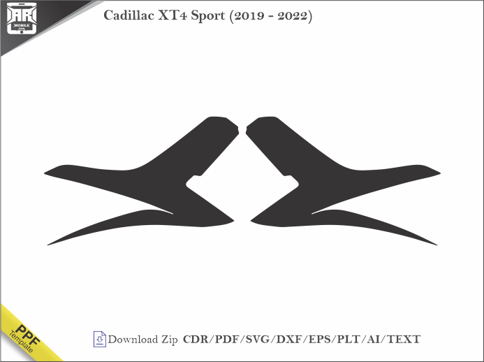 Cadillac XT4 Sport (2019 - 2022) Car Headlight Cutting Template