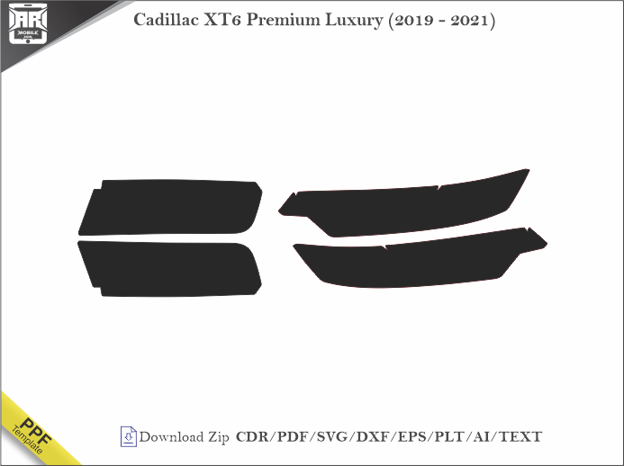 Cadillac XT6 Premium Luxury (2019 - 2021 Car Headlight Cutting Template