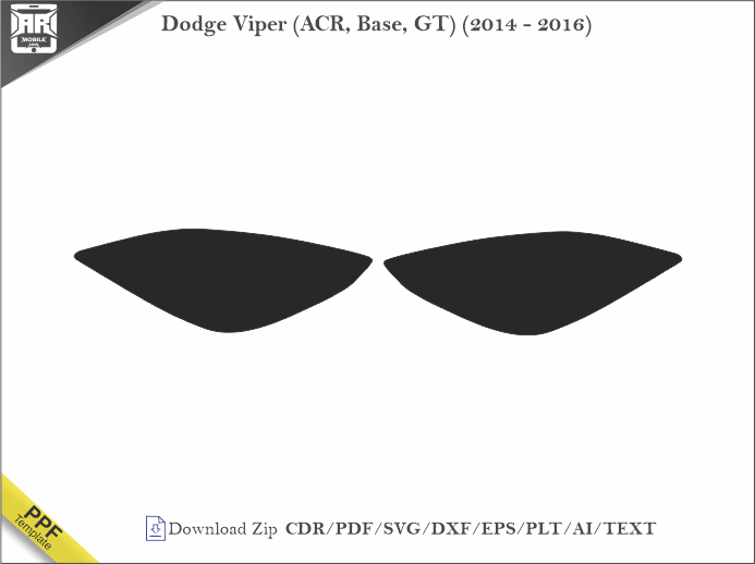 Dodge Viper (ACR, Base, GT) (2014 - 2016) Car Headlight Cutting Template
