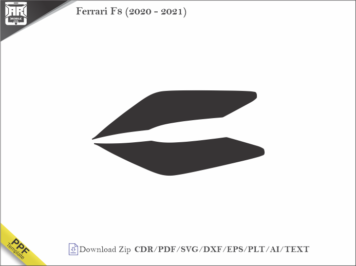 Ferrari F8 (2020 - 2021) Car Headlight Cutting Template
