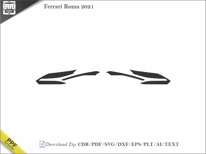Ferrari Roma 2021 Car Headlight Cutting Template