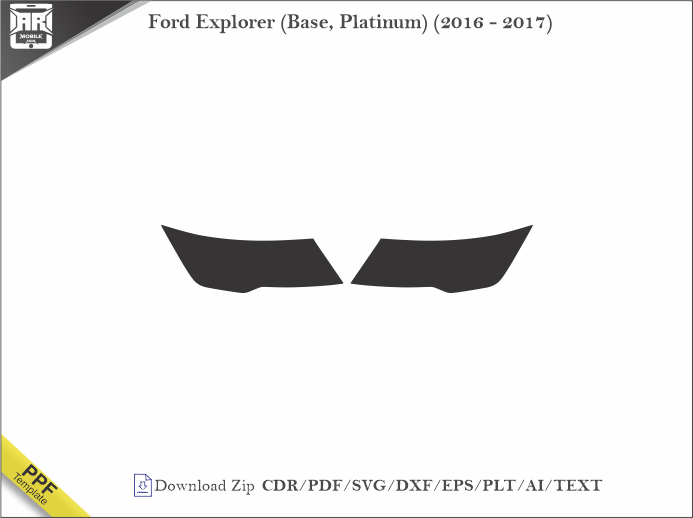 Ford Explorer (Base, Platinum) (2016 - 2017) Car Headlight Cutting Template