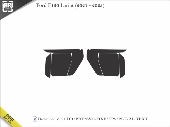 Ford F150 Lariat (2021 - 2023) Car Headlight Cutting Template
