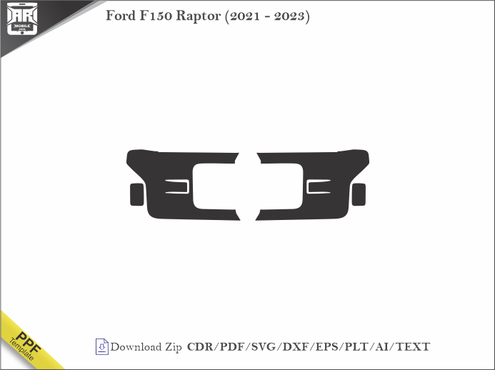 Ford F150 Raptor (2021 - 2023) Car Headlight Cutting Template