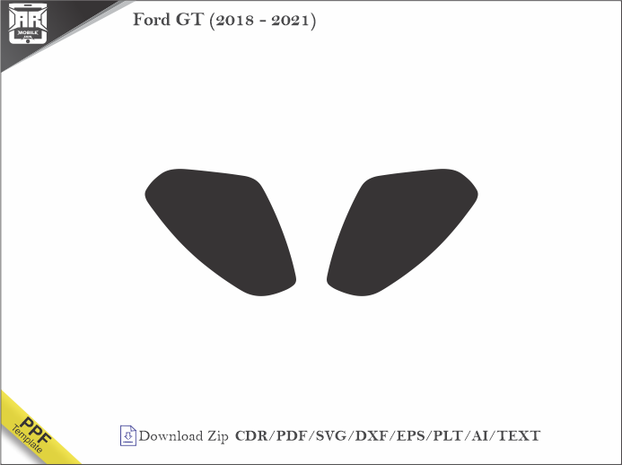 Ford GT (2018 - 2021) Car Headlight Cutting Template