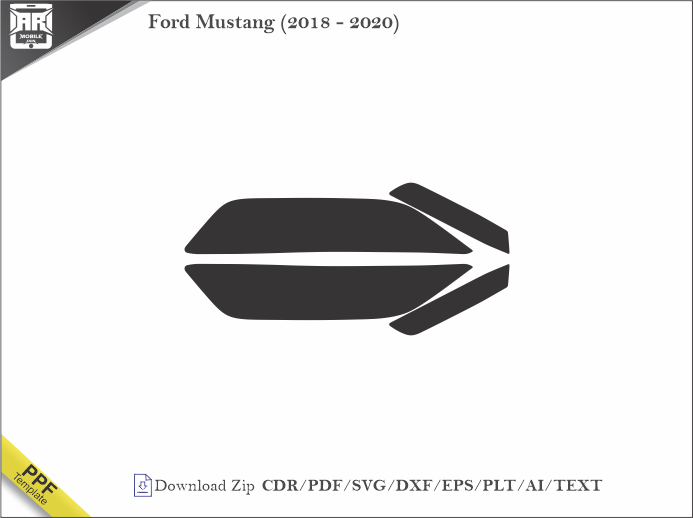 Ford Mustang (2018 - 2020) Car Headlight Cutting Template