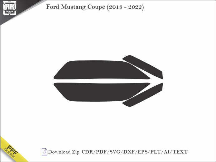 Ford Mustang Coupe (2018 - 2022) Car Headlight Cutting Template