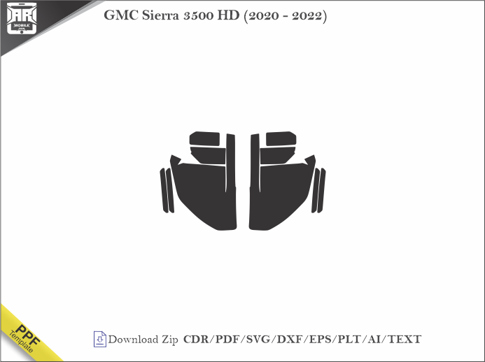 GMC Sierra 3500 HD (2020 - 2022) Car Headlight Cutting Template