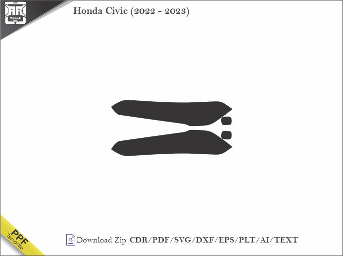 Honda Civic (2022 - 2023) Car Headlight Cutting Template