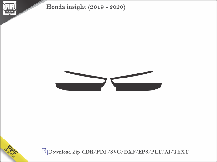 Honda insight (2019 - 2020) Car Headlight Cutting Template