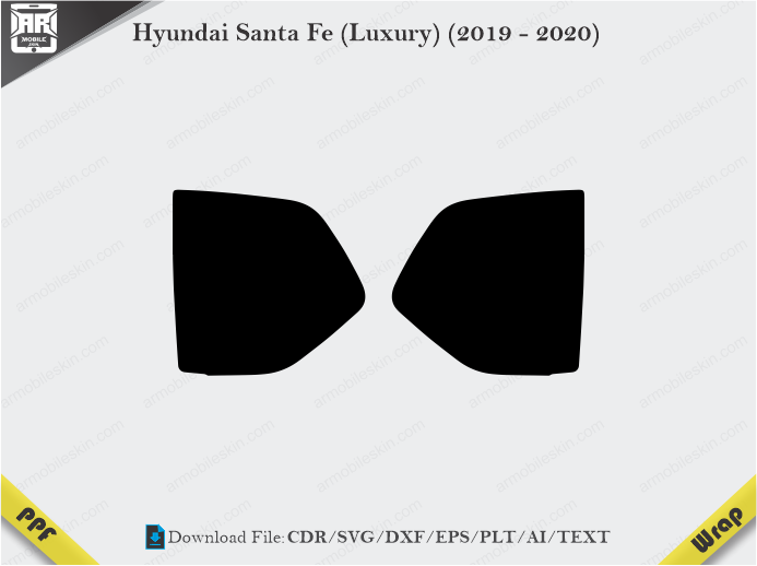 Hyundai Santa Fe (Luxury) (2019 - 2020) Car Headlight Cutting Template