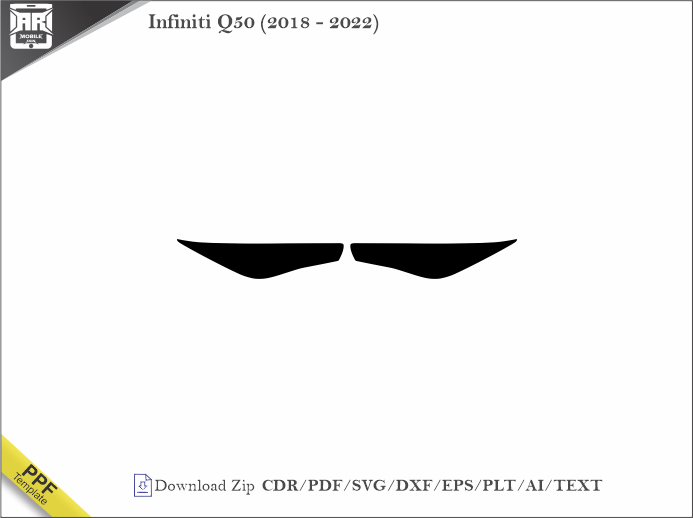 Infiniti Q50 (2018 - 2022) Car Headlight Cutting Template