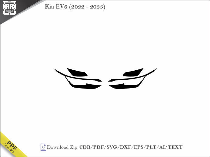 Kia EV6 (2022 - 2023) Car Headlight Cutting Template