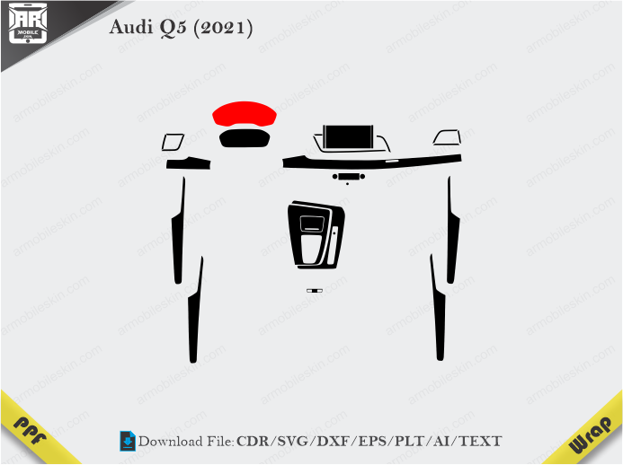 Audi Q5 (2021) Car Interior PPF or Wrap Template