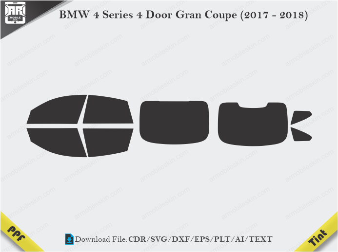 BMW 4 Series 4 Door Gran Coupe (2017 - 2018) Tint Film Cutting Template