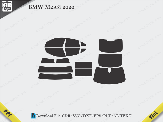 BMW M235i 2020 Tint Film Cutting Template