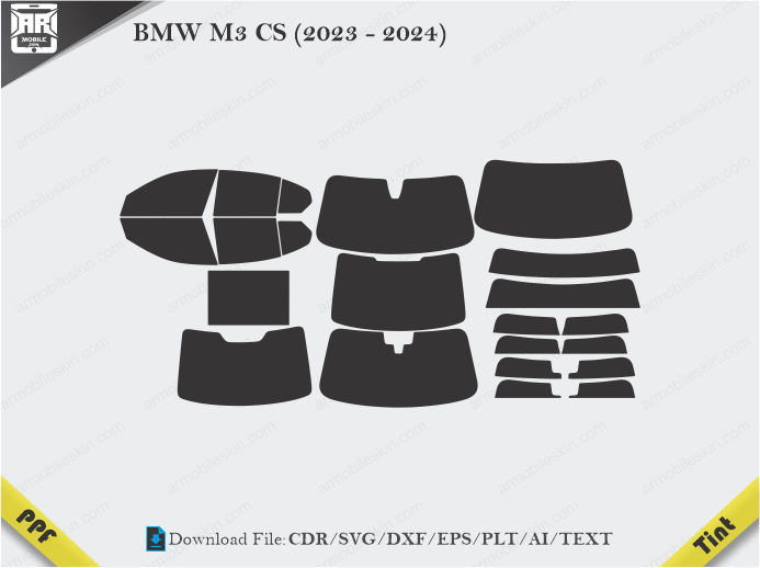 BMW M3 CS (2023 – 2024) Tint Film Cutting Template