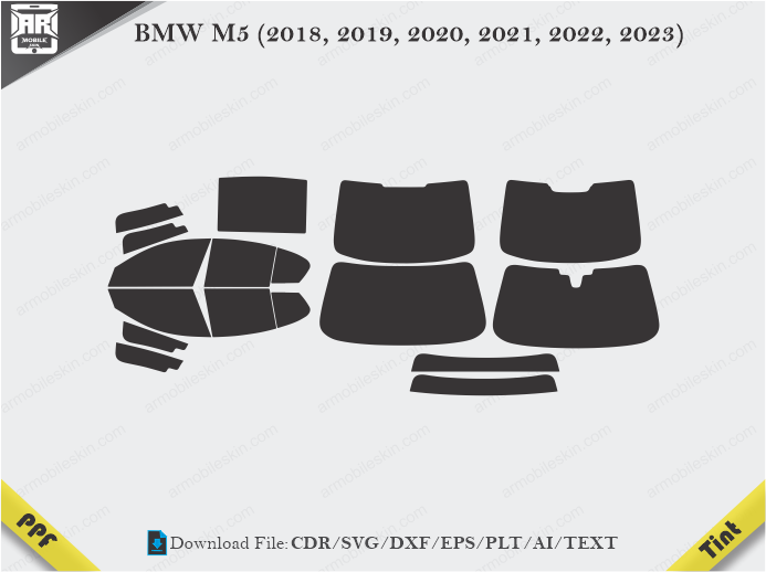BMW M5 (2018, 2019, 2020, 2021, 2022, 2023) Tint Film Cutting Template