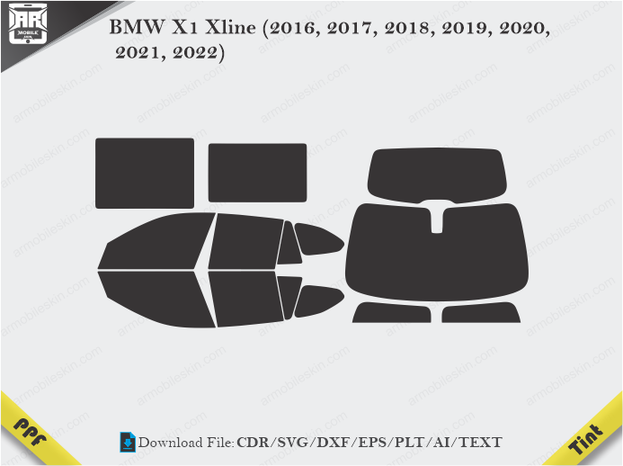 BMW X1 Xline (2016, 2017, 2018, 2019, 2020, 2021, 2022) Tint Film Cutting Template