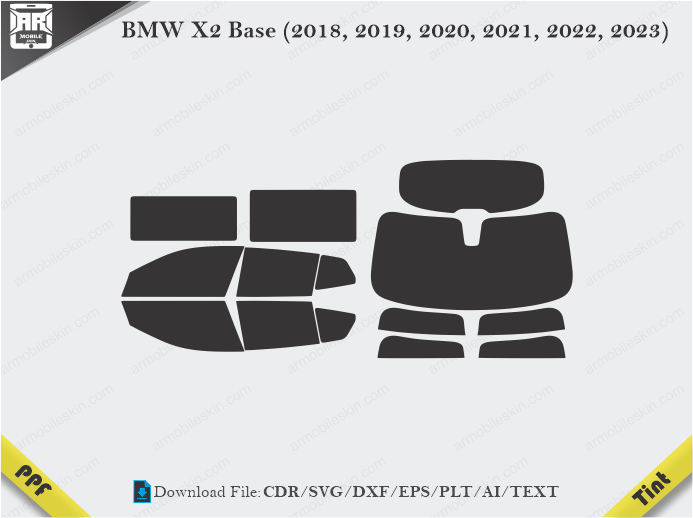 BMW X2 Base (2018, 2019, 2020, 2021, 2022, 2023) Tint Film Cutting Template
