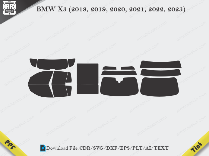 BMW X3 (2018, 2019, 2020, 2021, 2022, 2023) Tint Film Cutting Template