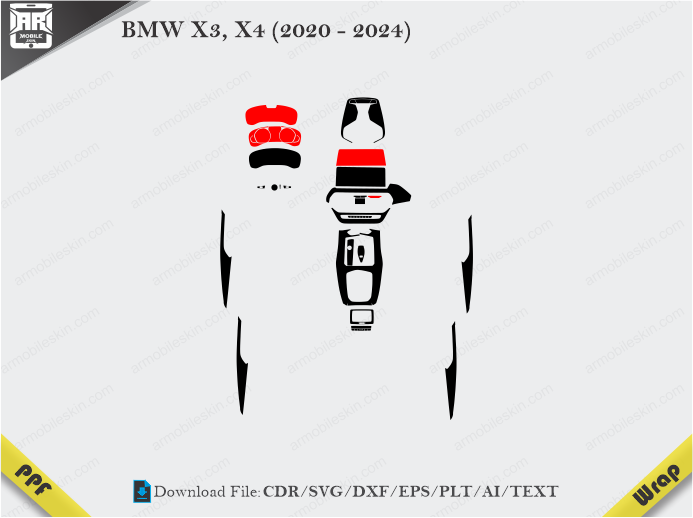 BMW X3, X4 (2020 – 2024) Car Interior PPF or Wrap Template